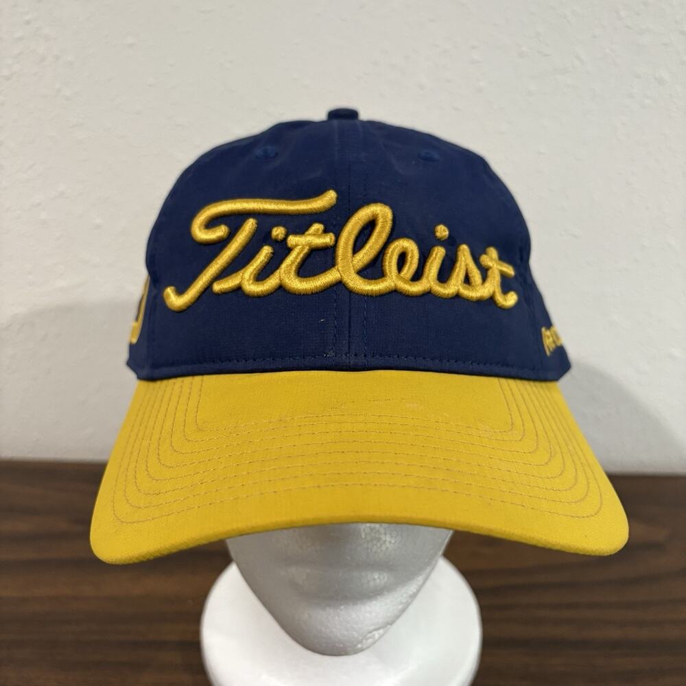 Titleist FJ Golf Hat‎ Adjustable Cap Pro V1 Yellow Navy Blue Footjoy Embroidered